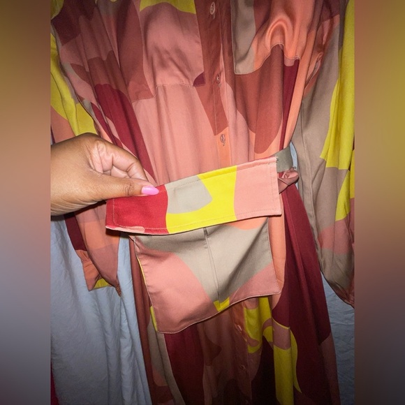 The Drop Women's Abstract Print Maxi Dress with Belt by Takkunda NWT Fall runway - Picture 4 of 5